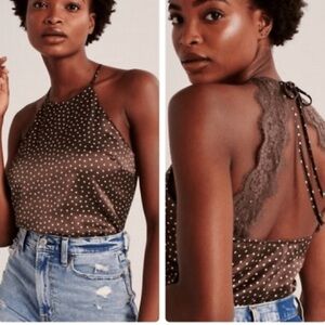 Abercrombie & Fitch Brown and White Polka Dot Bodysuit Sz Small